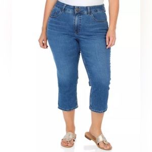 NWT Terra & Sky Denim Jean Cuffed mid-rise tummy control comfort waist stretch